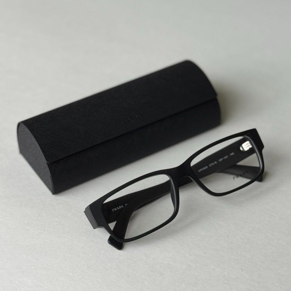 Prada Women Eyeglasses Matte Black Rectangle PRB09V 12P1O1 NEW AUTHENTIC - Picture 5 of 12